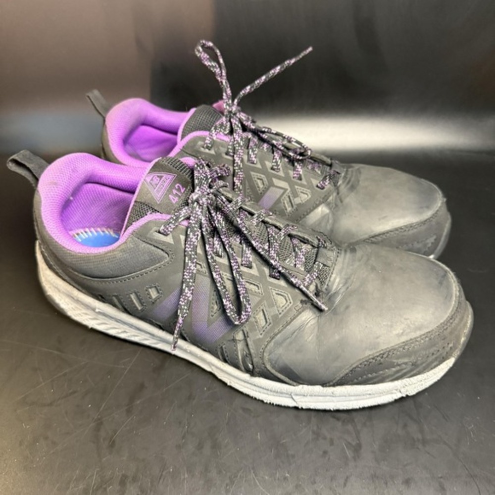 New Balance‎ 412 WID412P1 Black Purple Alloy Toe Work Shoes Womens 12 Wide